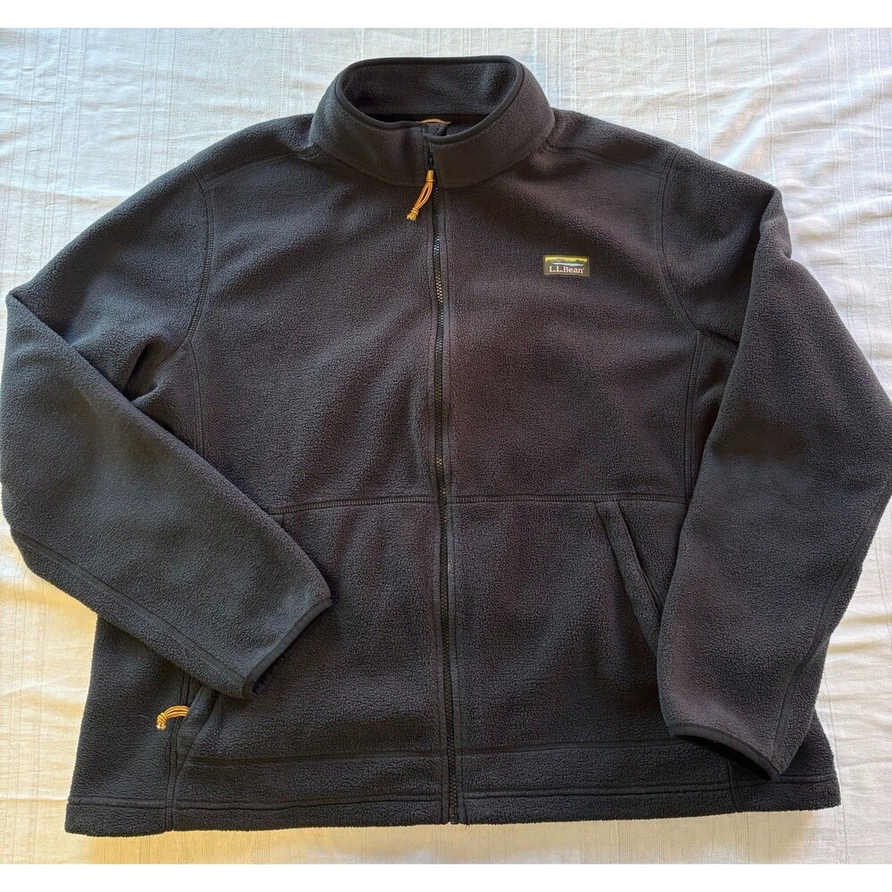 L.L.Bean Mens XXXL Full Zip Fleece Jacket Charcoal Gray 3XL Outdoor Hiking